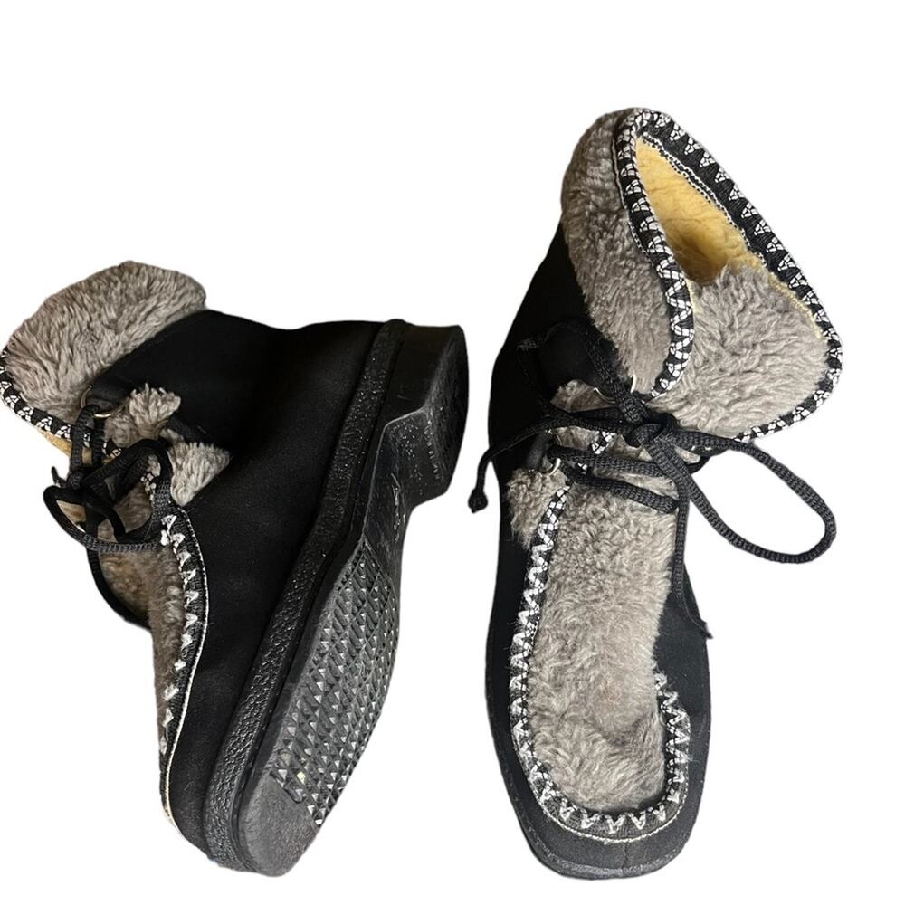 Vtg 70’s Snowland Winter Furry Sherpa Lined Warm Lace-Up Inuit Alaskan Boots 6 - Picture 4 of 7